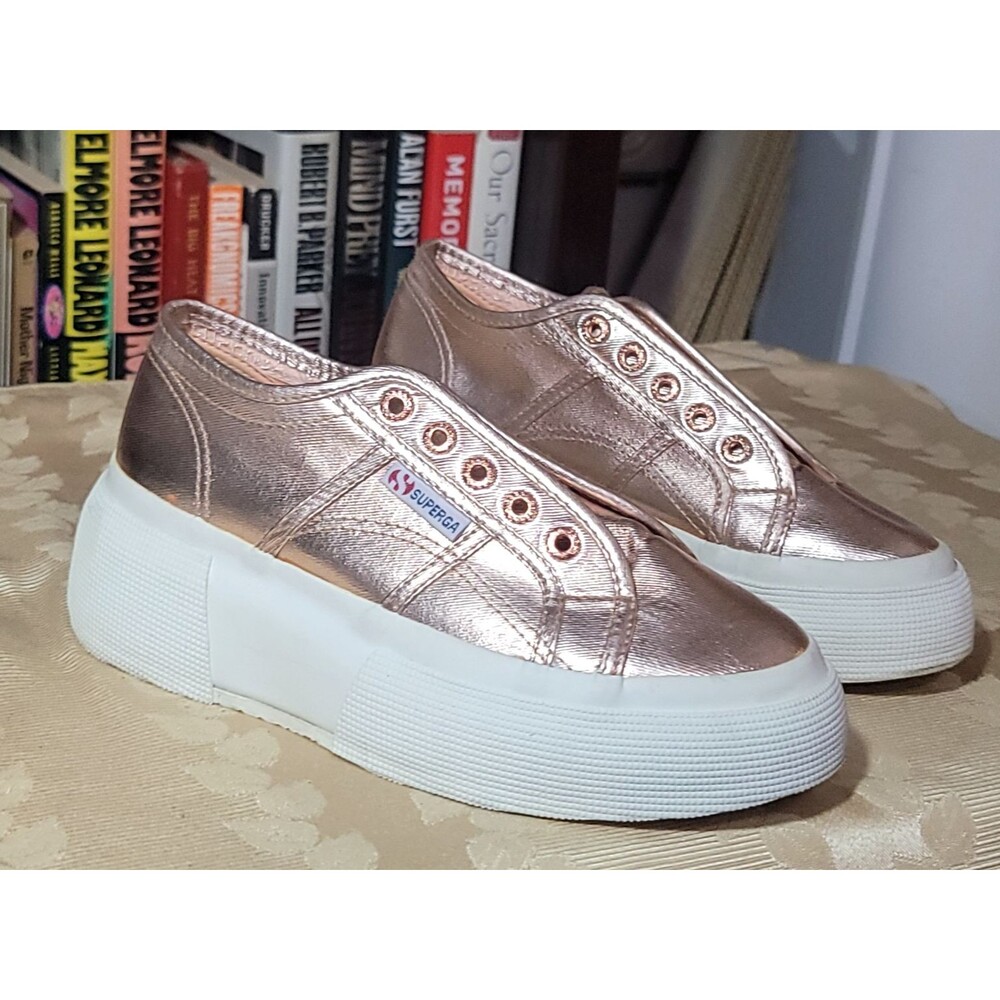 Superga 2790 Rose Gold Matte METALLIC Fashion PLATFORM Sneaker US sz 6 NEW